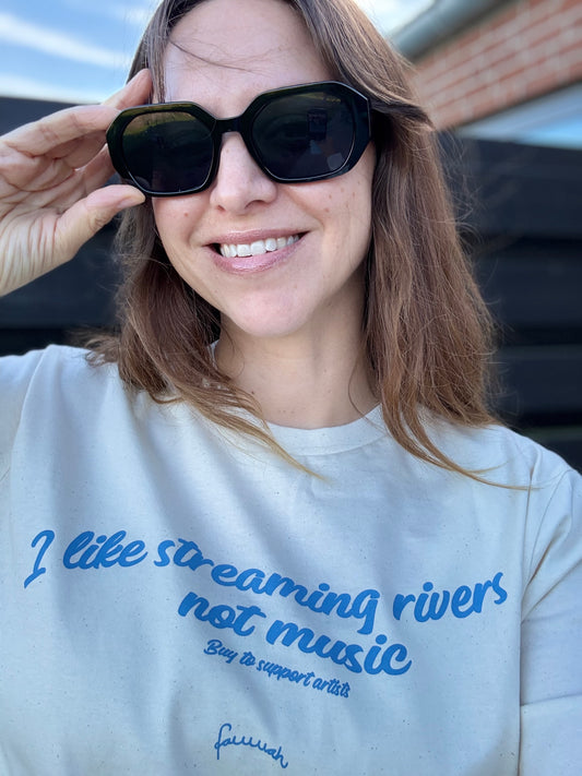 I Like Streaming Rivers Not Music - Natural Raw long-sleeved Unisex Statement Tee
